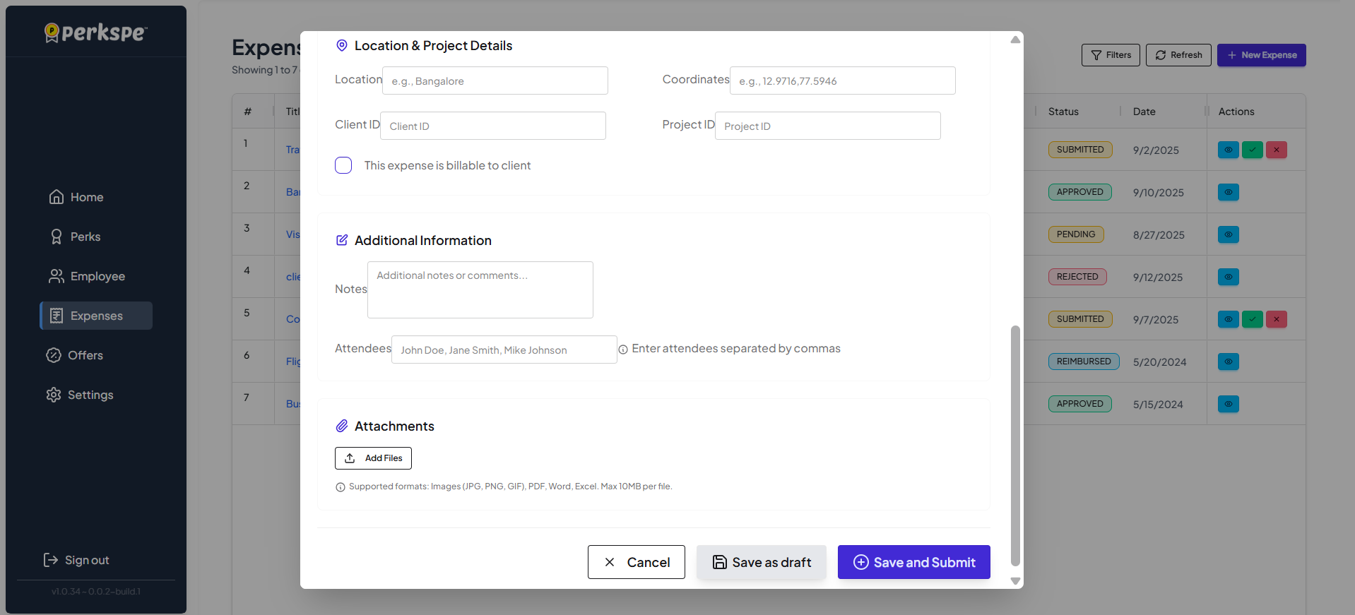 Expenses basicinfo