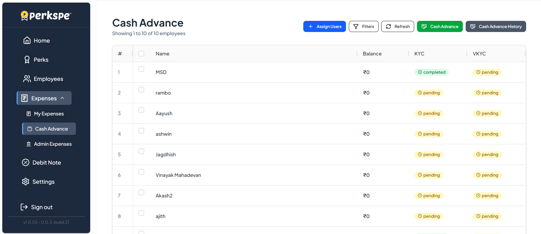 Cash Advance Dashboard