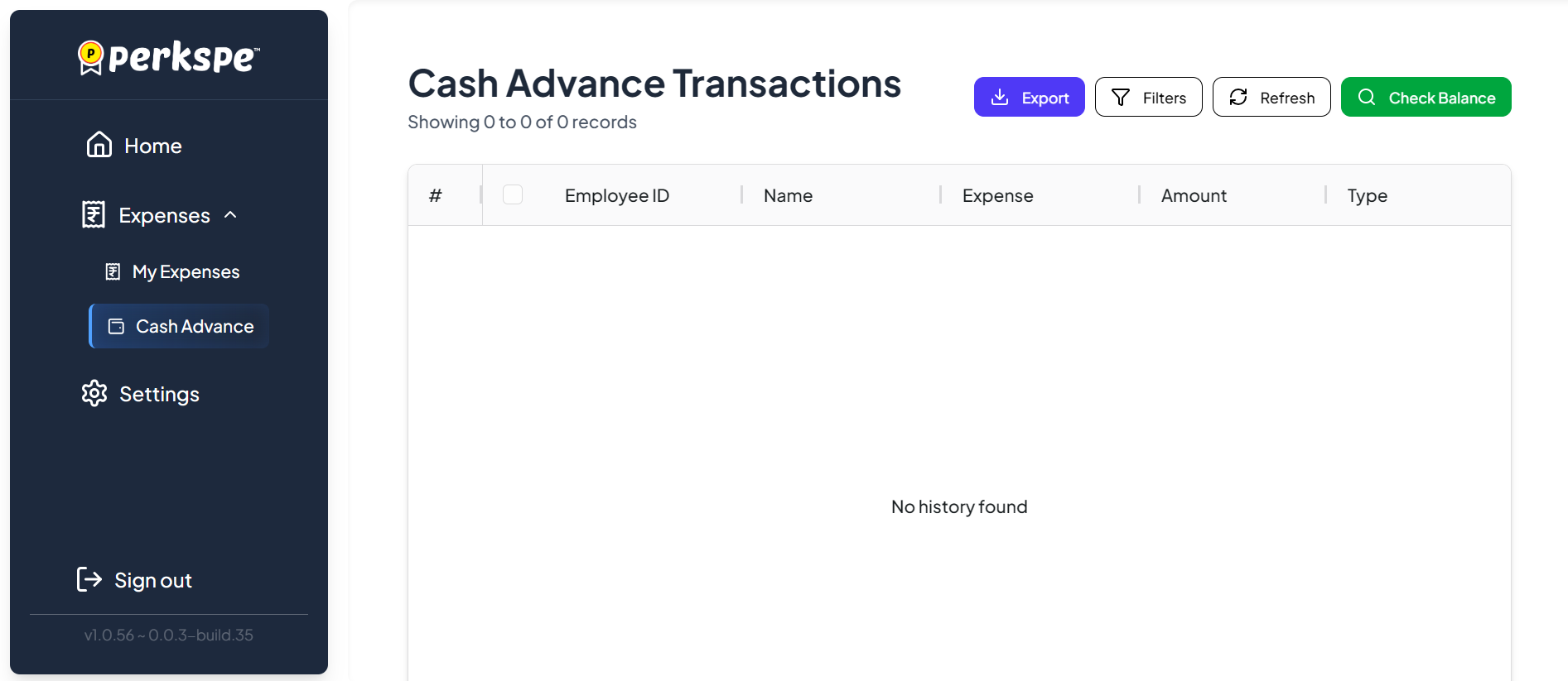 Cash Advance Transactions - Track advance payments, export history, and check available balance