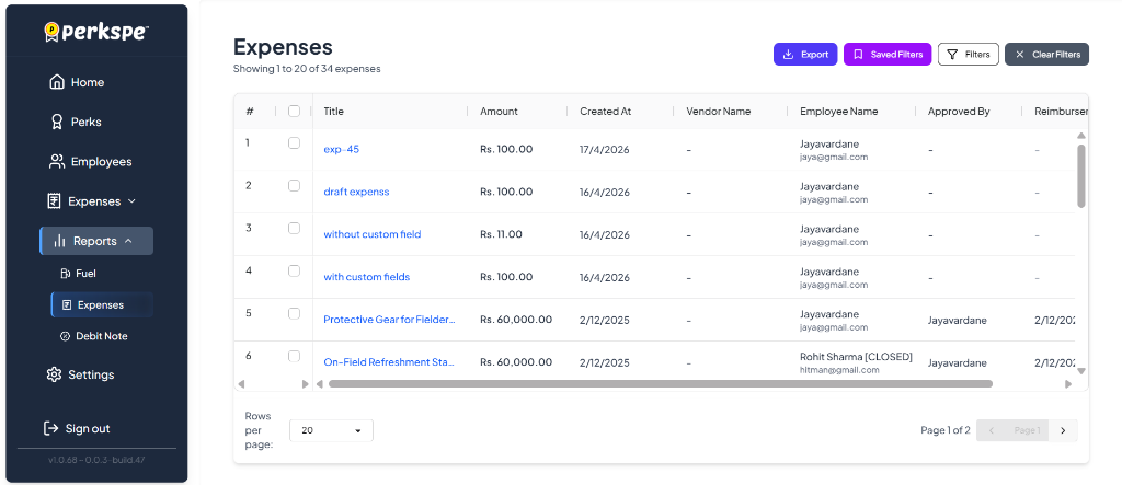 Expense Report Dashboard