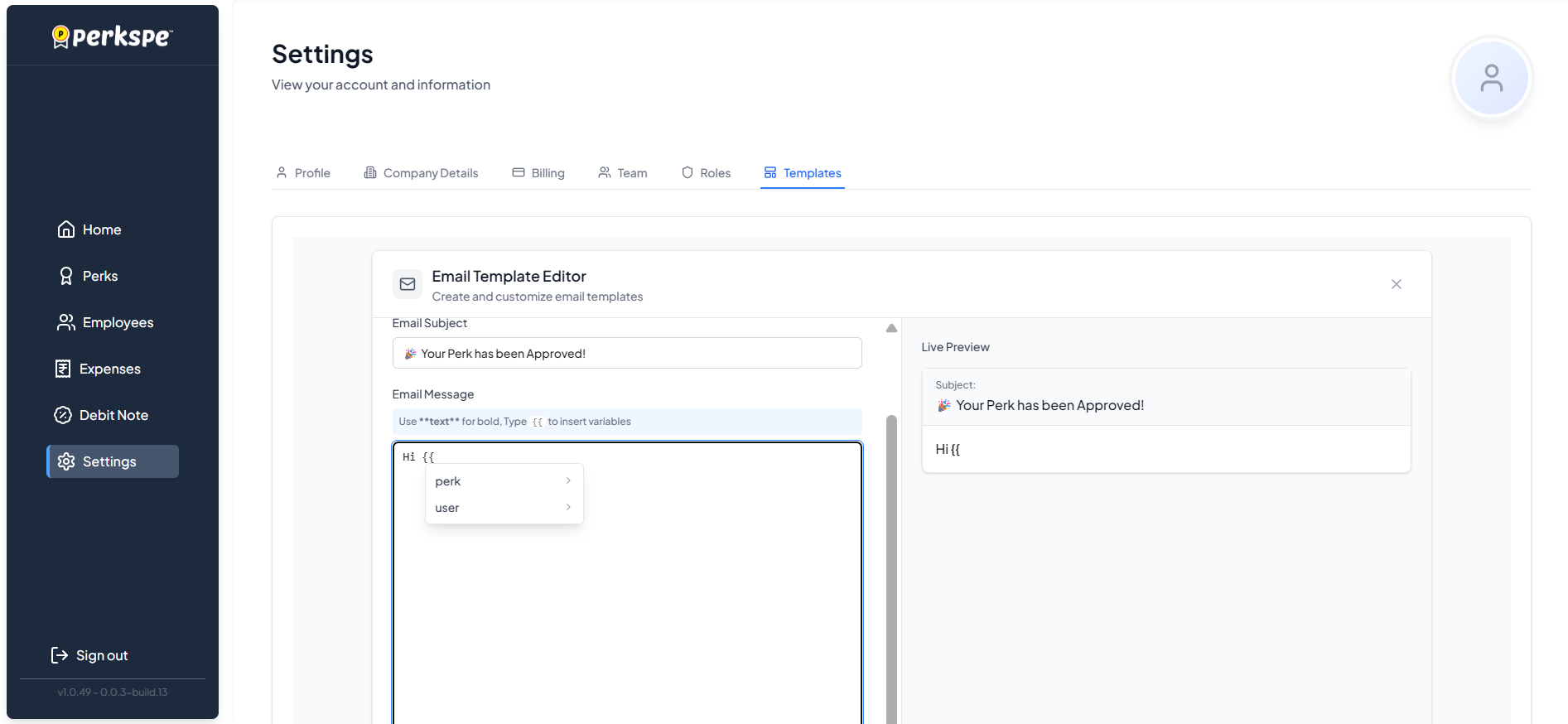 Email Template Variables
