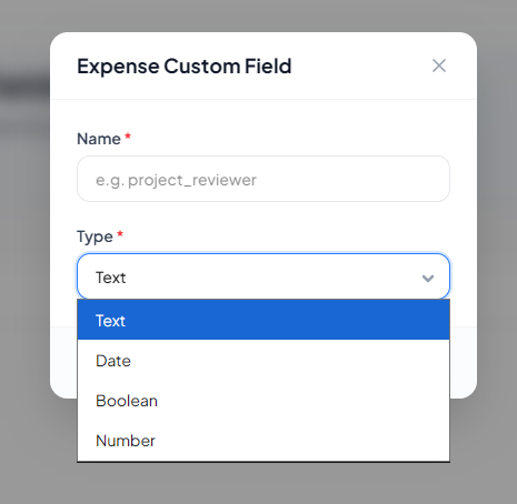 Expense Custom Field Modal